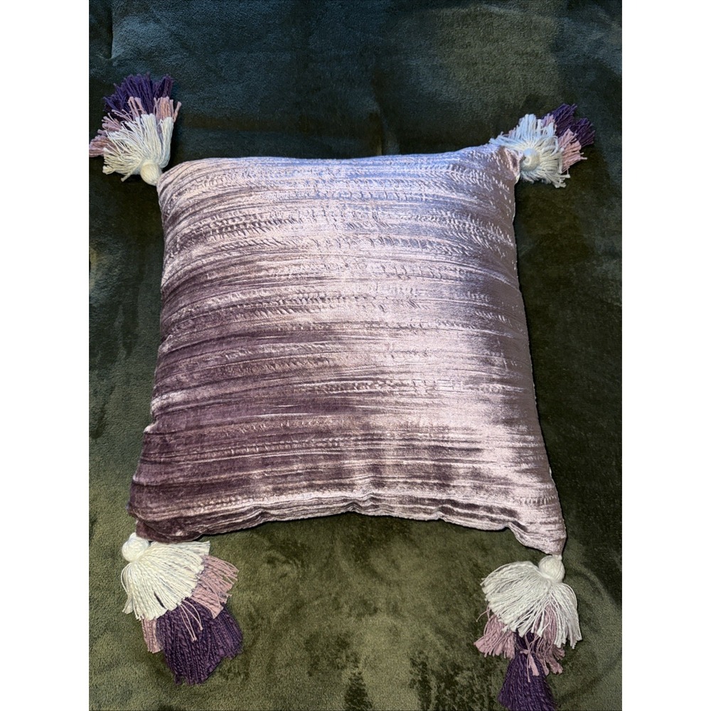 Anthropologie Pillow 2 Sided Velvet Tasseled Boho Classic Quiet Luxury